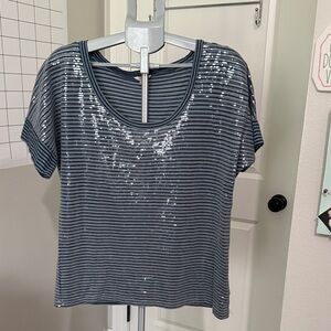 Fossil Navy Sequin Striped Tee